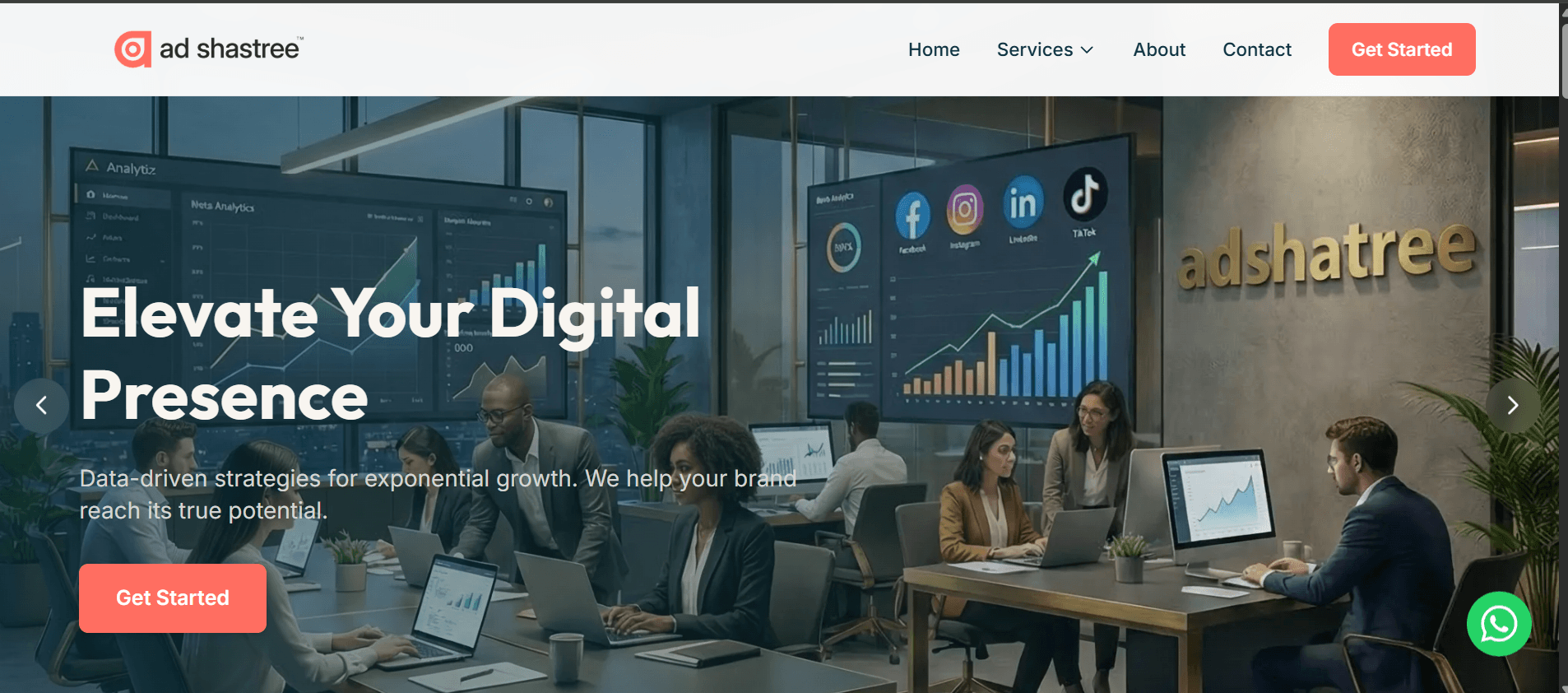 Ad Shastree marketing agency website home page